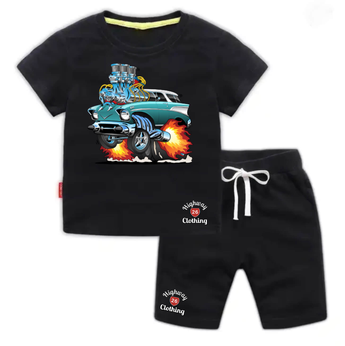 Chevy Belair t-shirt and short set - black - Highway 26 Clothing